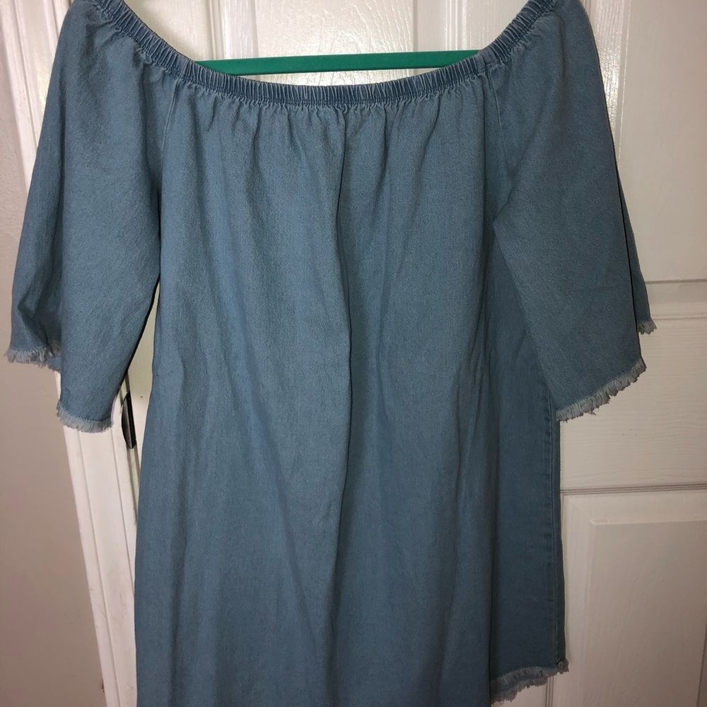 Denim off the shoulder dress